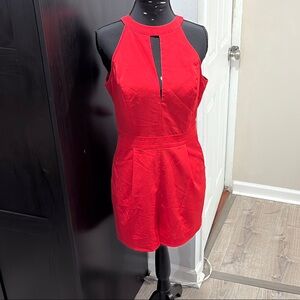Bebe Red Halter Fit and Flare Mini Dress